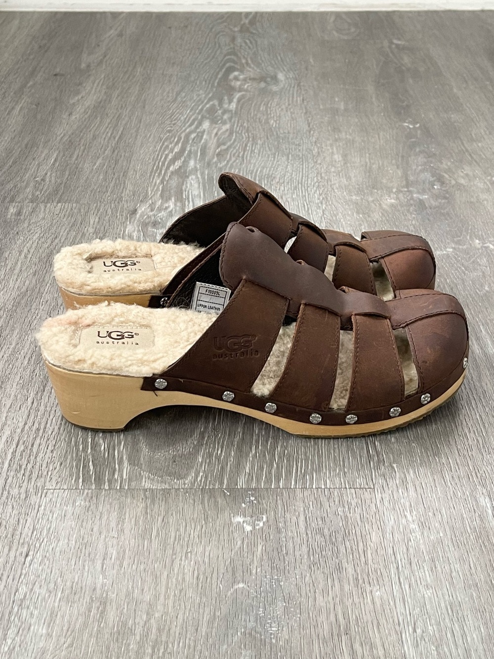 UGG Australia Brown Leather Clogs Size 8